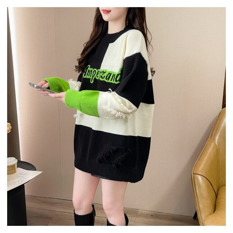 【tops】ボーダー柄ニットセーター　M27501