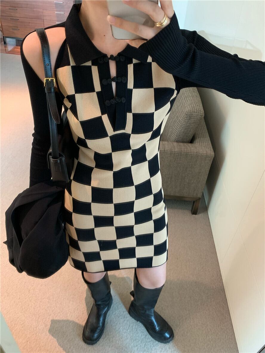 【dress】切り替えニットワンピース　M28574