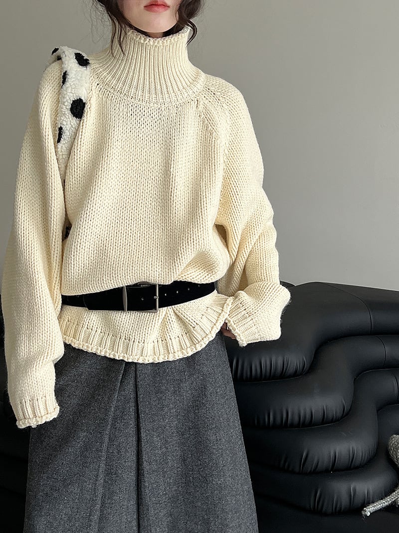 【tops】ハイネックニットトップス Q7305
