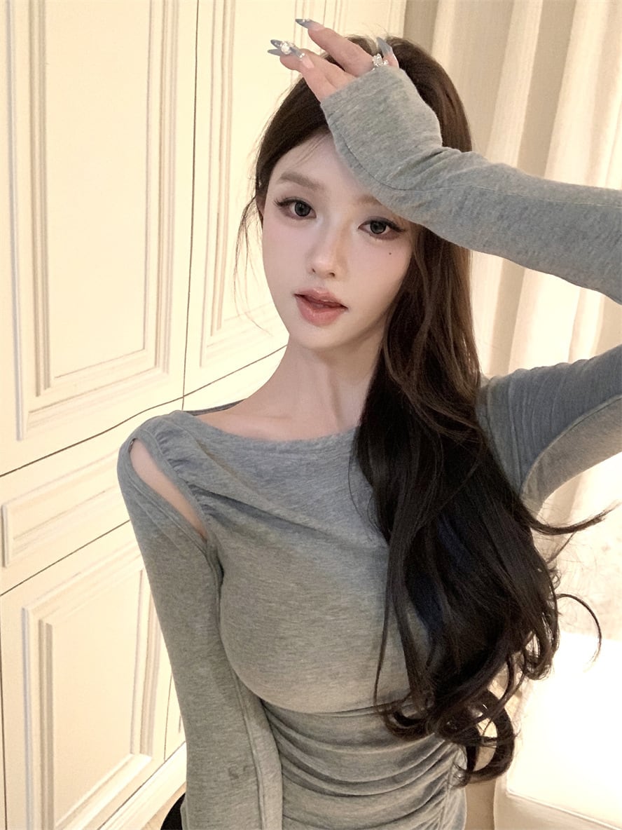 【tops】ショルダースリットニットトップス　M28414