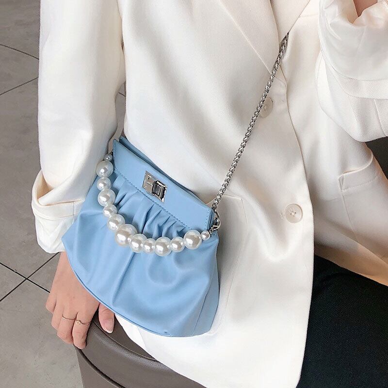 【小物】美人度アップ  高級感 ファッション肩掛け斜め掛パールけジッパーバッグ