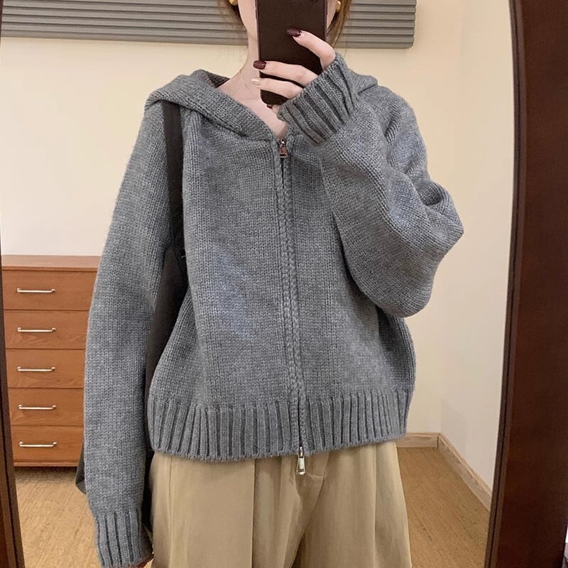 【outer】ファスナーニットカーデ　M27078
