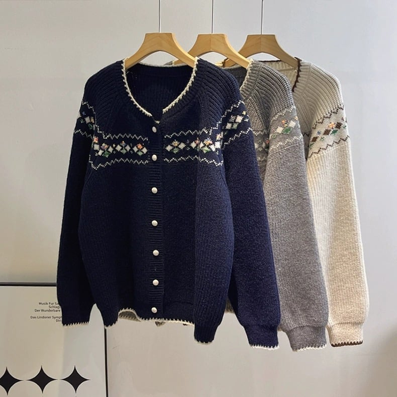 【outer】刺繍ニットカーデ　M29045