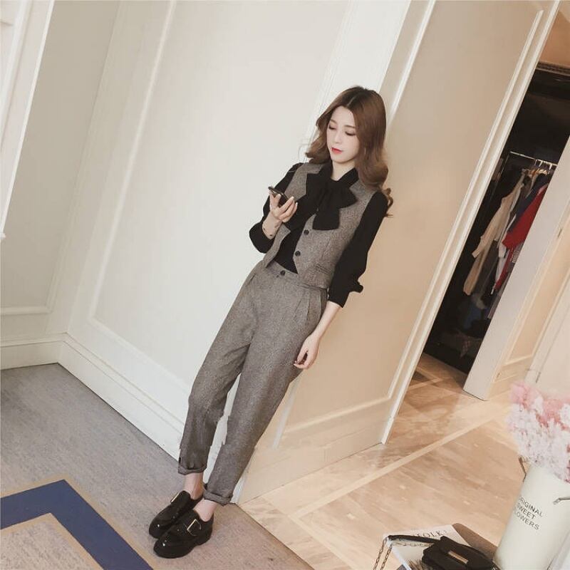 【set】ファッション!気質満点スーツベスト+シャツ+パンツオシャレ3点セット G2525