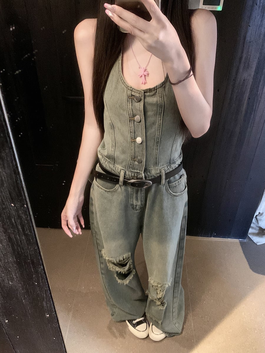 【set】デニムオールインワン　M24365