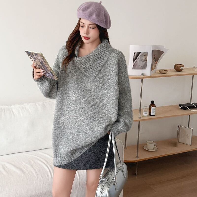【tops】ハイネックニットトップス Q7252