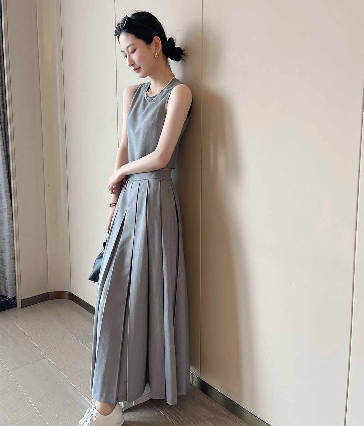 【dress】ウエストカットプリーツワンピース　N2993