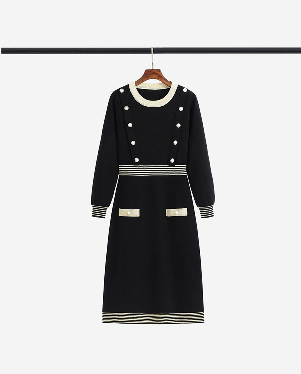 【dress】ボーダー柄ニットワンピース Q7299