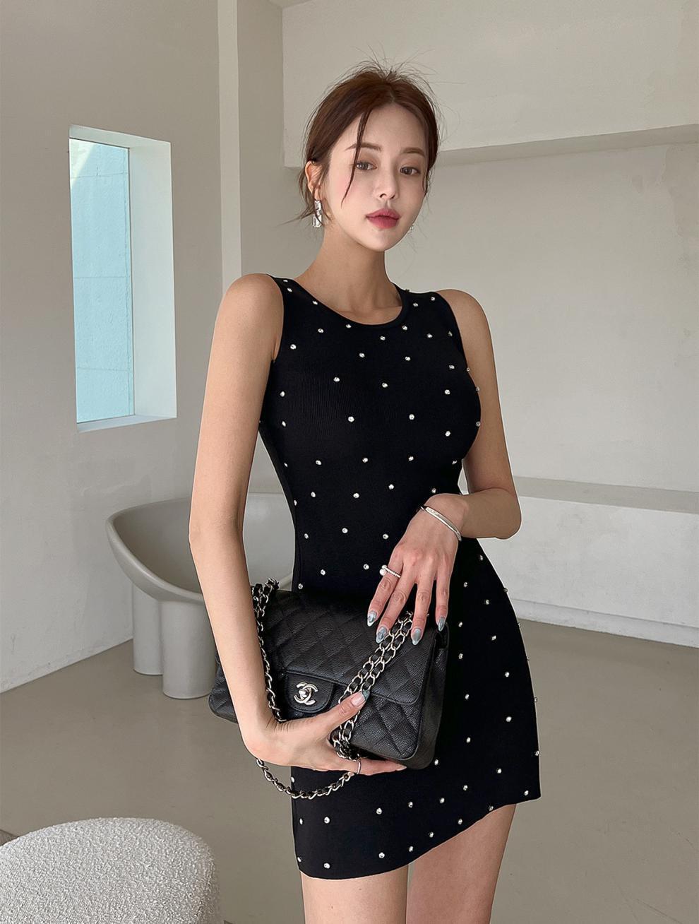 【dress】ノースリーブビジューワンピース　M25261