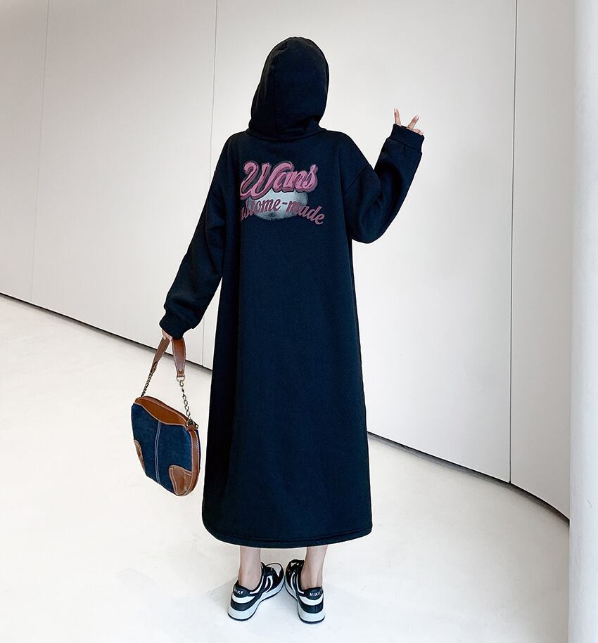 【dress】裹起毛パーカーワンピース　M18579