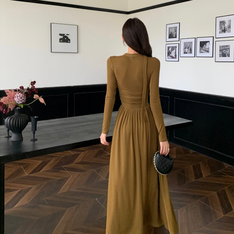 【dress】スカーフ付きAラインワンピース Q6911