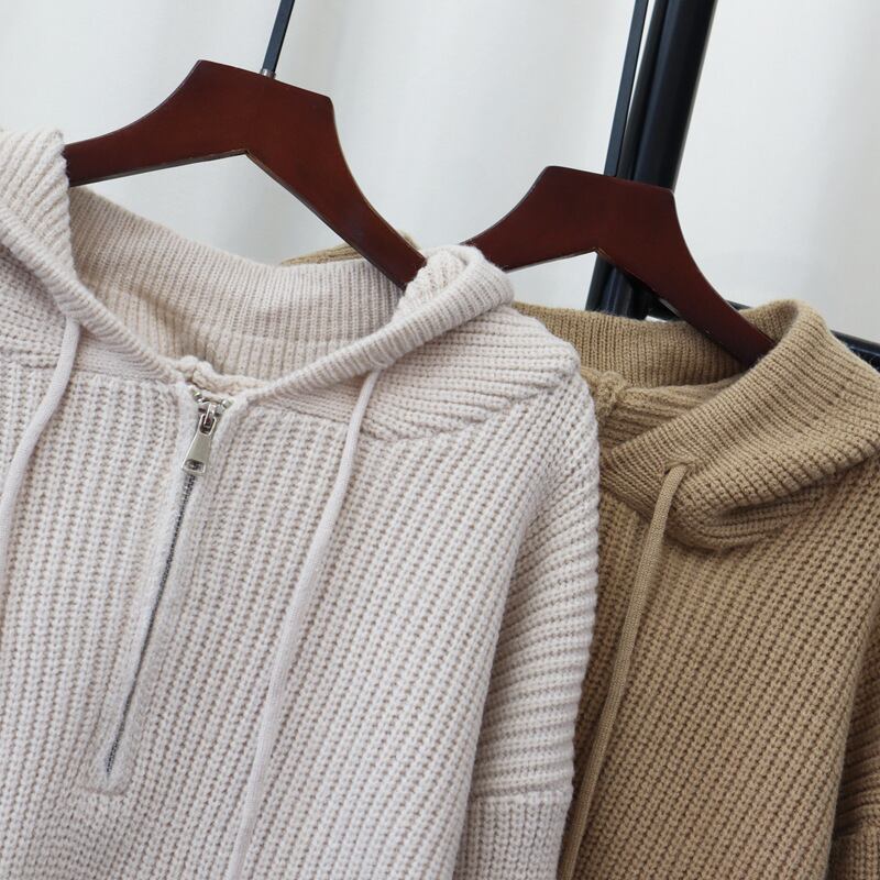 【tops】フード付きニットセーター　M27561