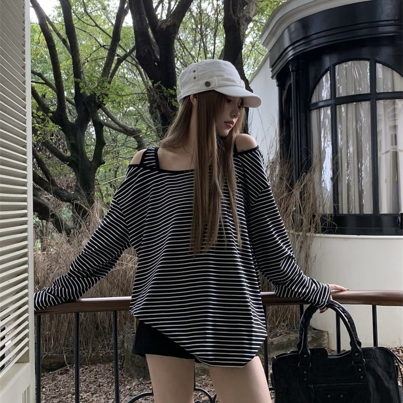 【tops】ボーダー柄長袖Tシャツ　M26180