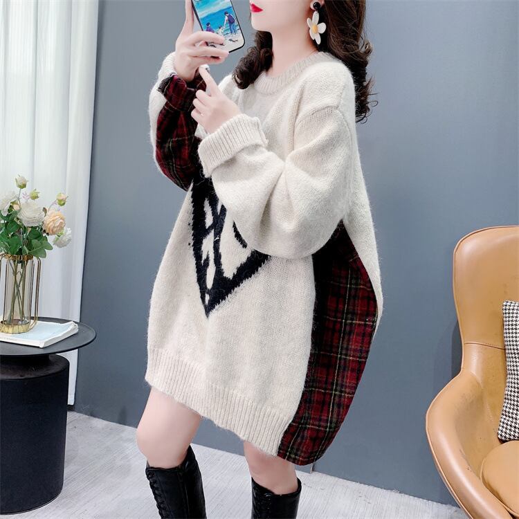 【tops】切り替えニットセーター　M26948