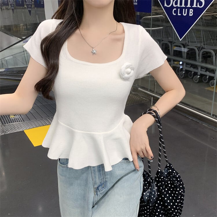 【tops】立体フラワーニットトップス　M24585