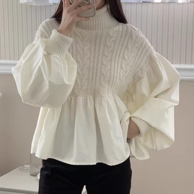【tops】ドッキングニットトップス　M26829