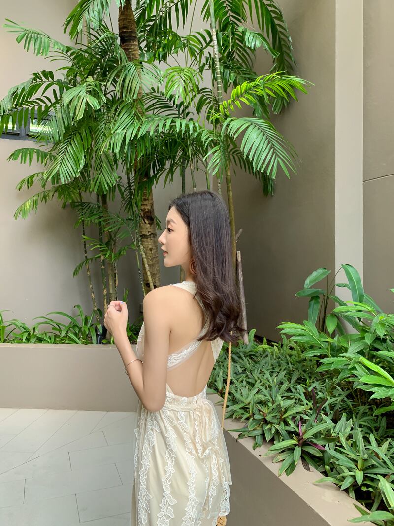 【set】Vネックレースバックで綺麗オールインワンG21327