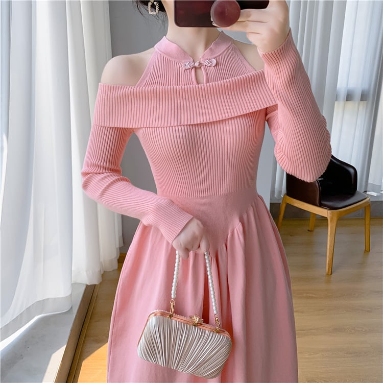 【dress】切り替えニットワンピース　M26174