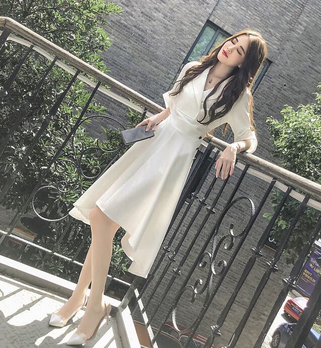 【dress】シンプル気質満点ファッションスウィート不規則着痩せワンピース G0176