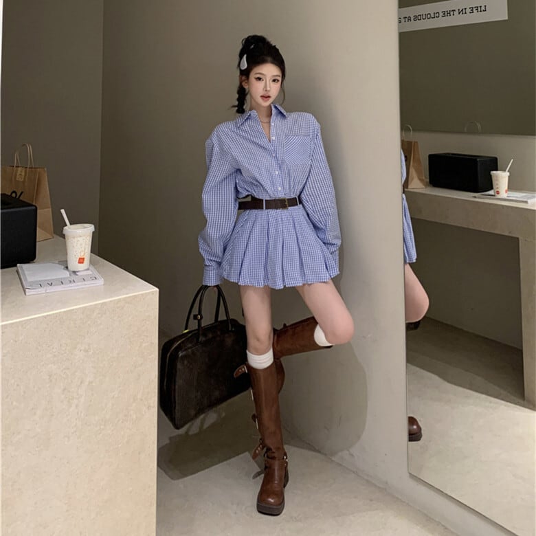 【dress】シャツワンピースベルト付き　M29531