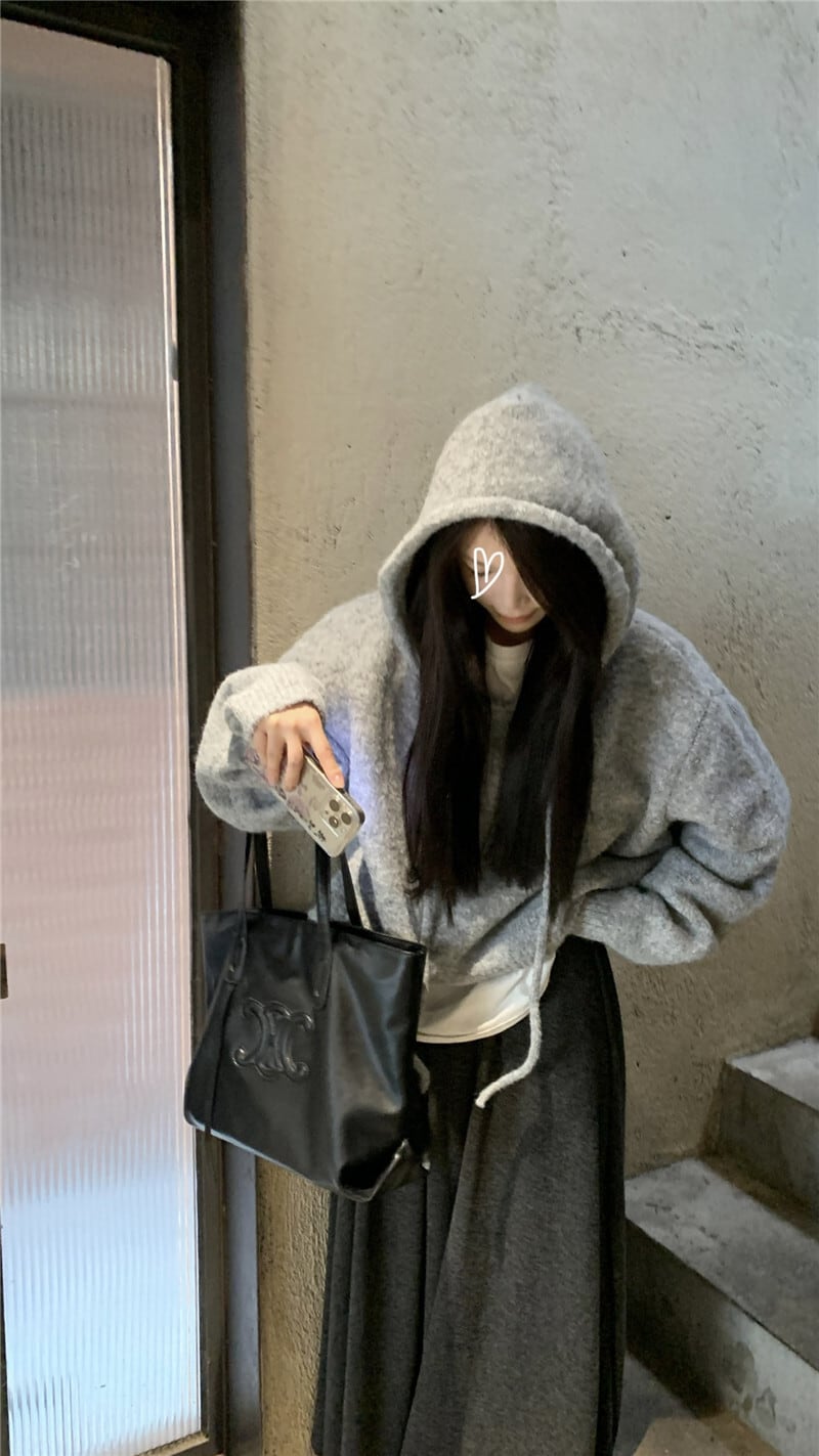 【tops】フード付きニットセーター　M26044