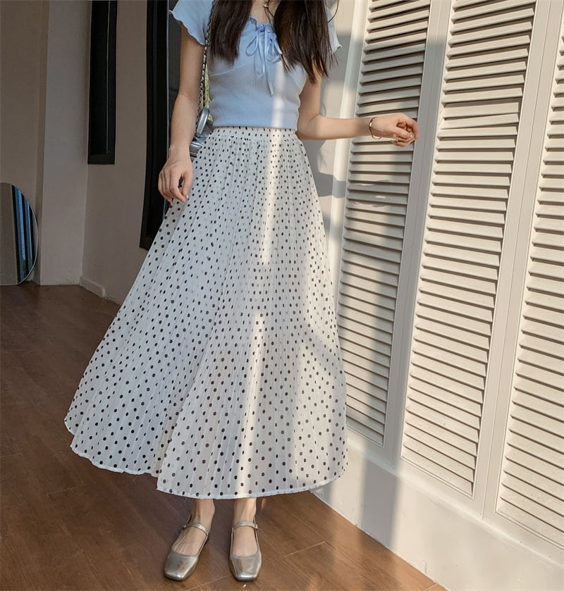 【bottoms】シフォンドット柄スカートG20489