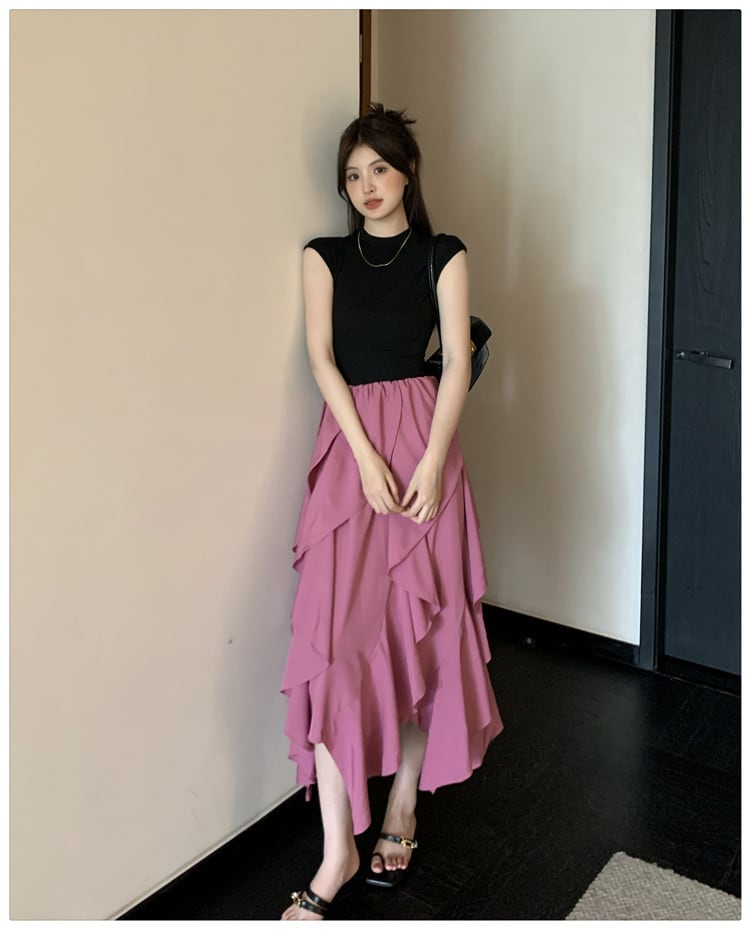 【dress】不規則 イレギュラードッキングワンピース　M23909