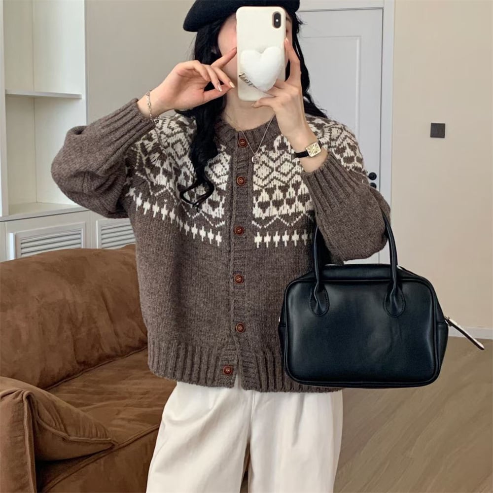 【outer】ジャカードニットカーデ　M25978