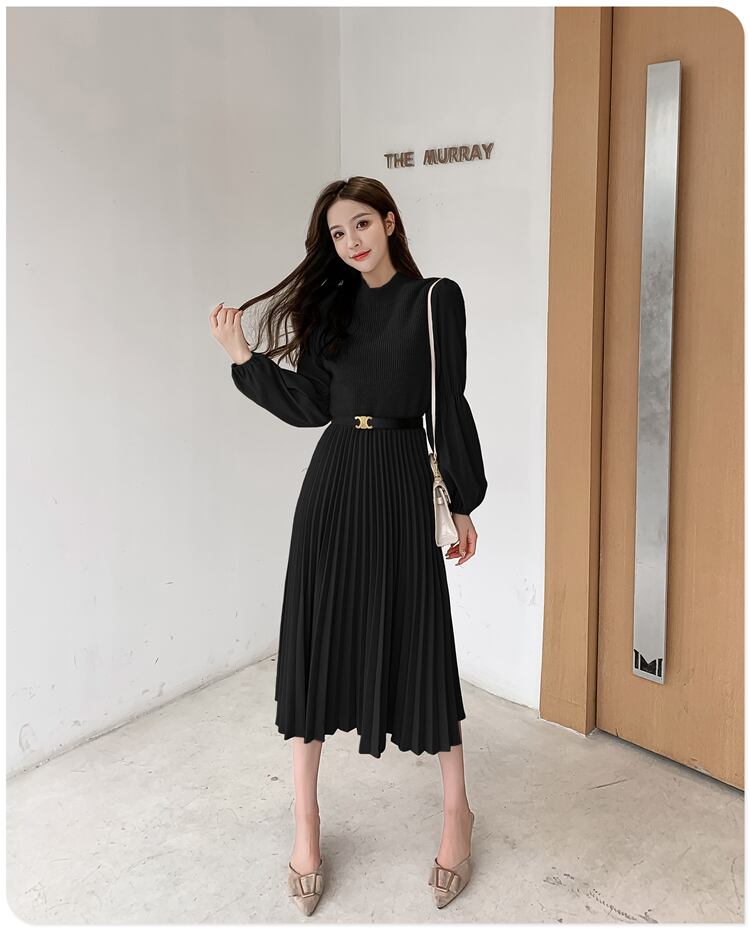 【dress】高級感 秋気質満点長袖高品質フランス風デザインワンピース G2235