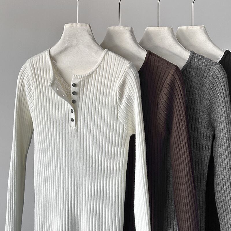 【tops】レースドッキングニットトップス Q6969