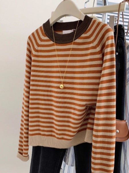 【tops】ボーダー柄ニットセーター　M29233