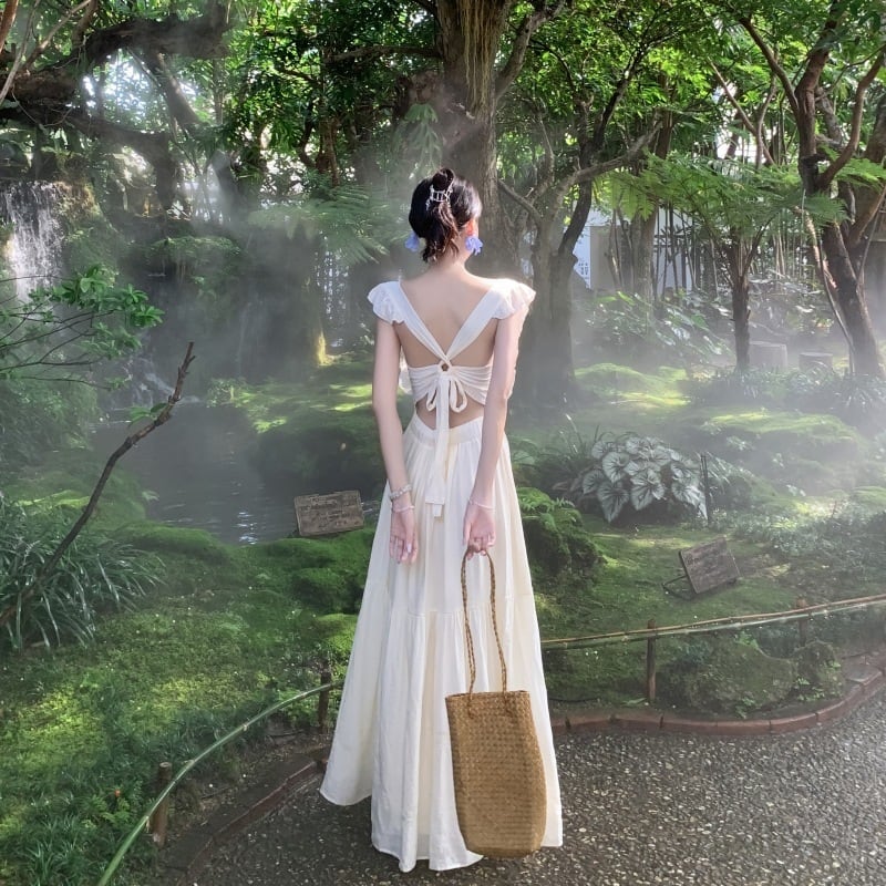 【dress】フリルバックレスワンピース　M24947