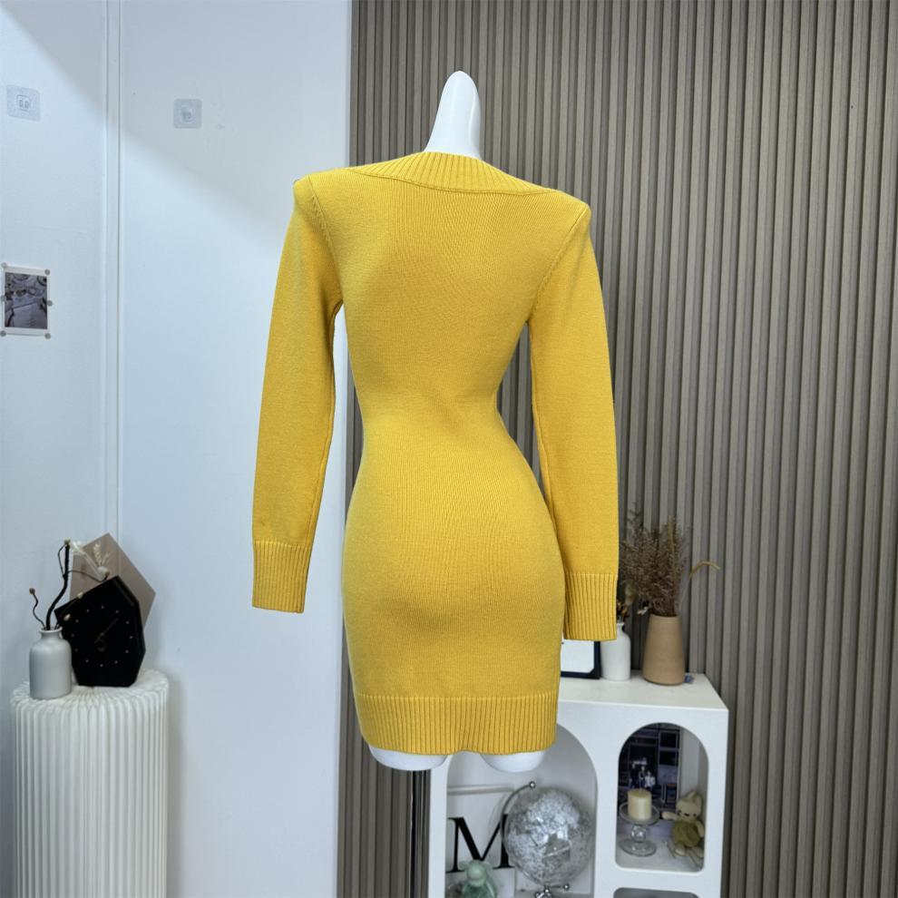 【dress】Vネックニットワンピース　M27772