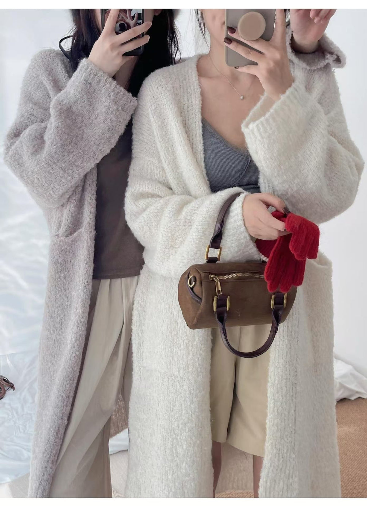 【outer】ロング丈ニットカーデ　M25674