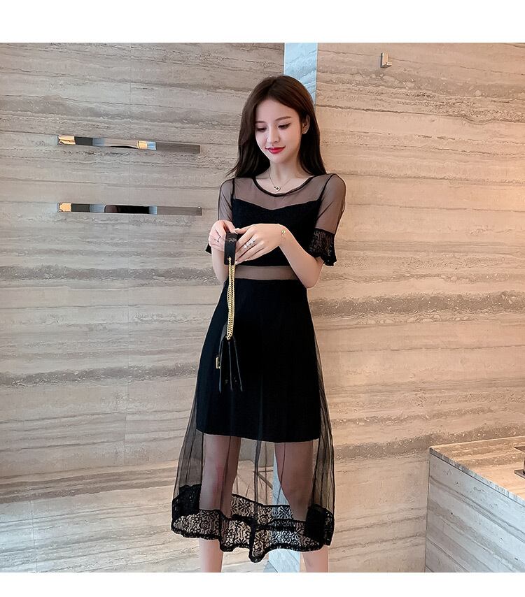 【dress】韓国風気質満点スウィート切り替え着痩せハイウエストワンピース G0271