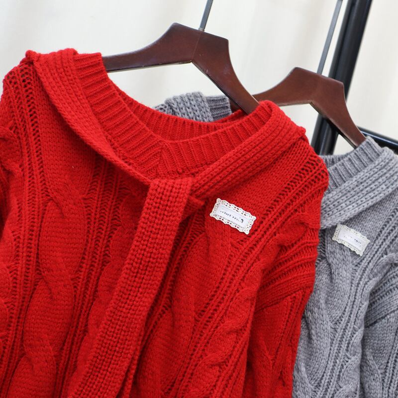 【tops】レース切り替えニットセーター　M27899