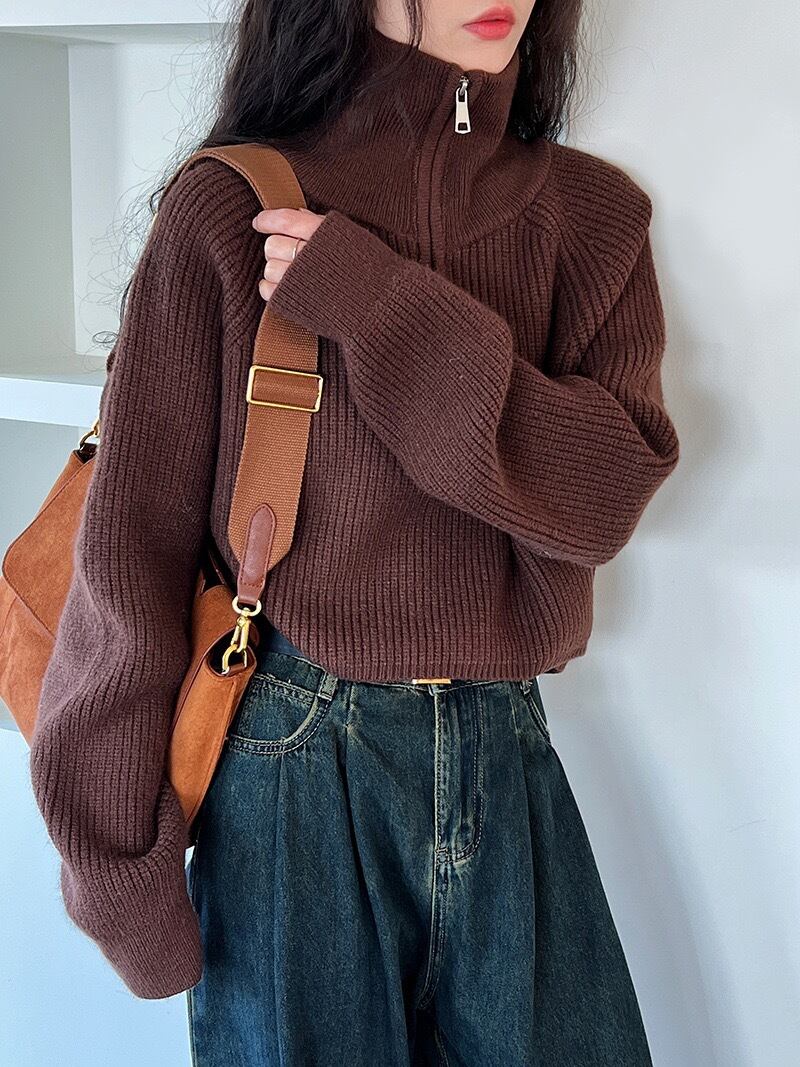 【tops】ハイネックニットトップス Q7396