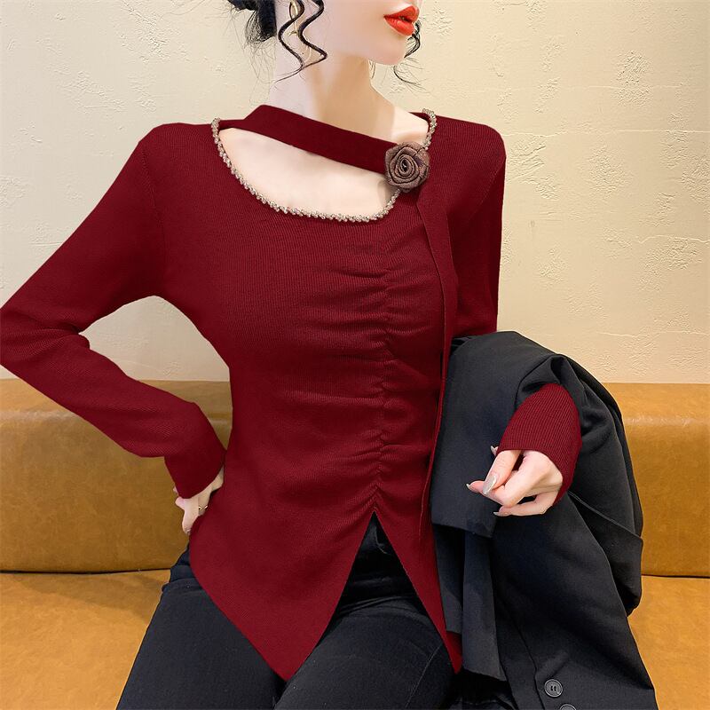 【tops】スリットニットトップス　M27822