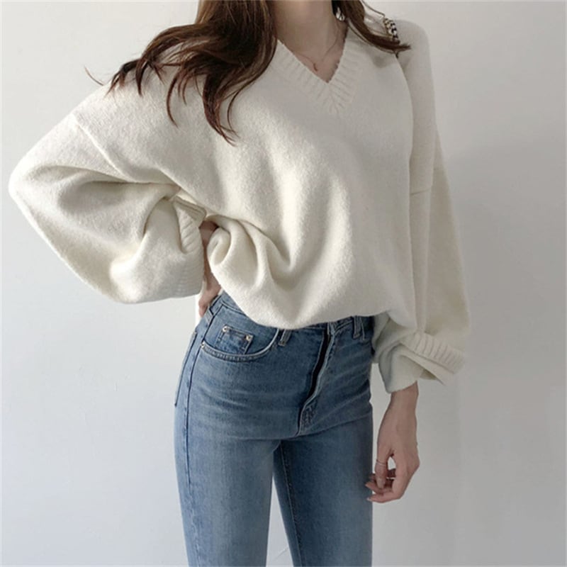 【tops】Vネックニットセーター　M25615