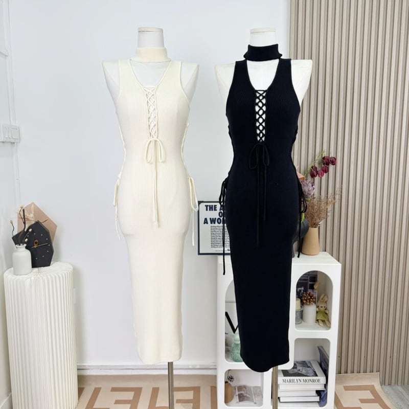 【dress】ノースリーブニットワンピース Q7633