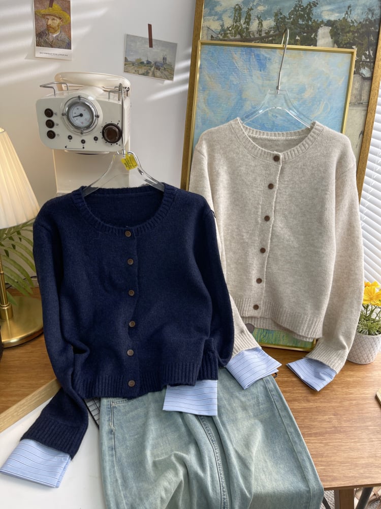 【outer】切り替えニットカーデ　M26575