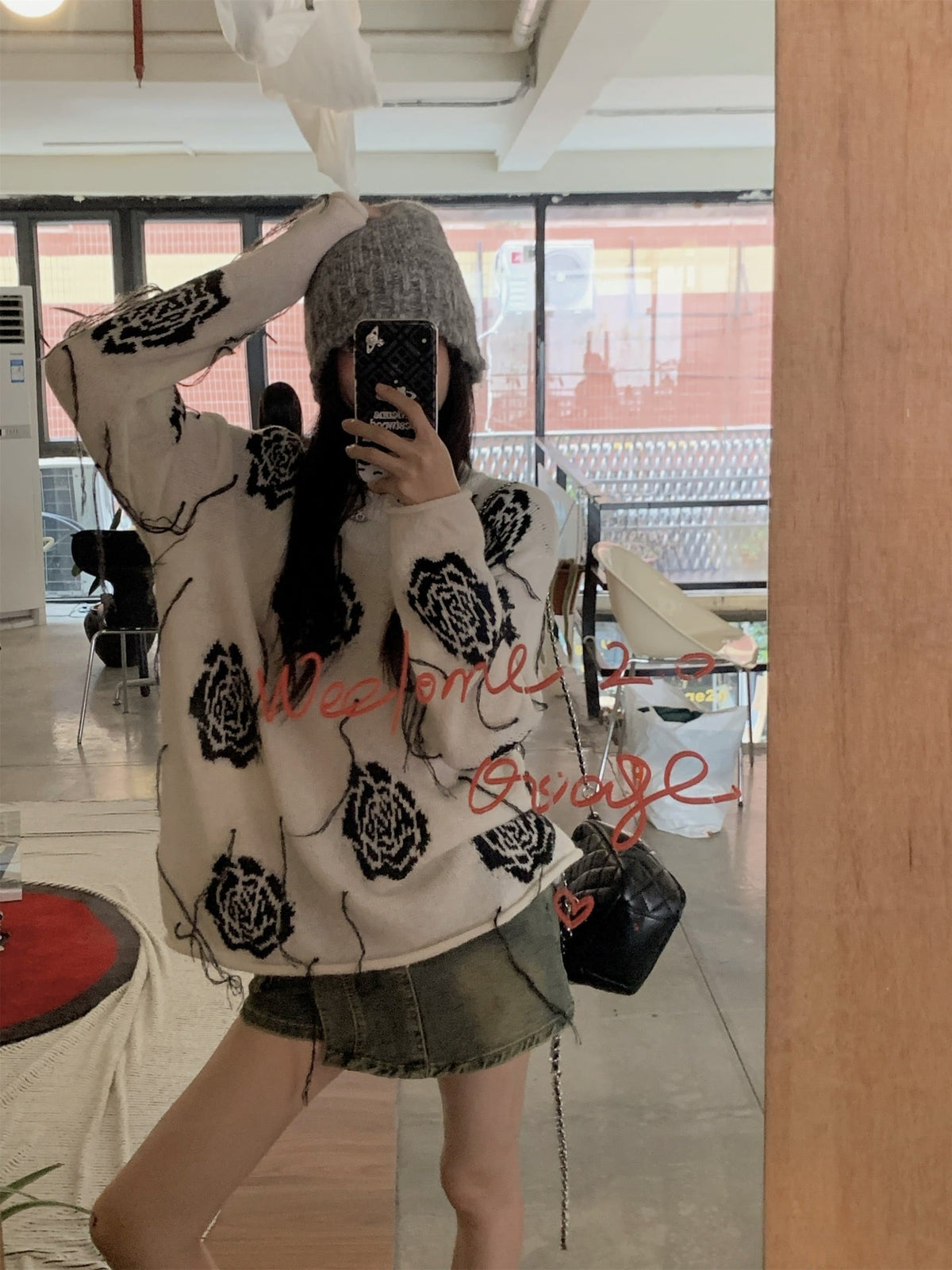 【tops】プリントニットセーター　M27067