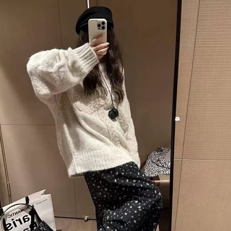 【tops】ビッグリボンニットトップス Q7127