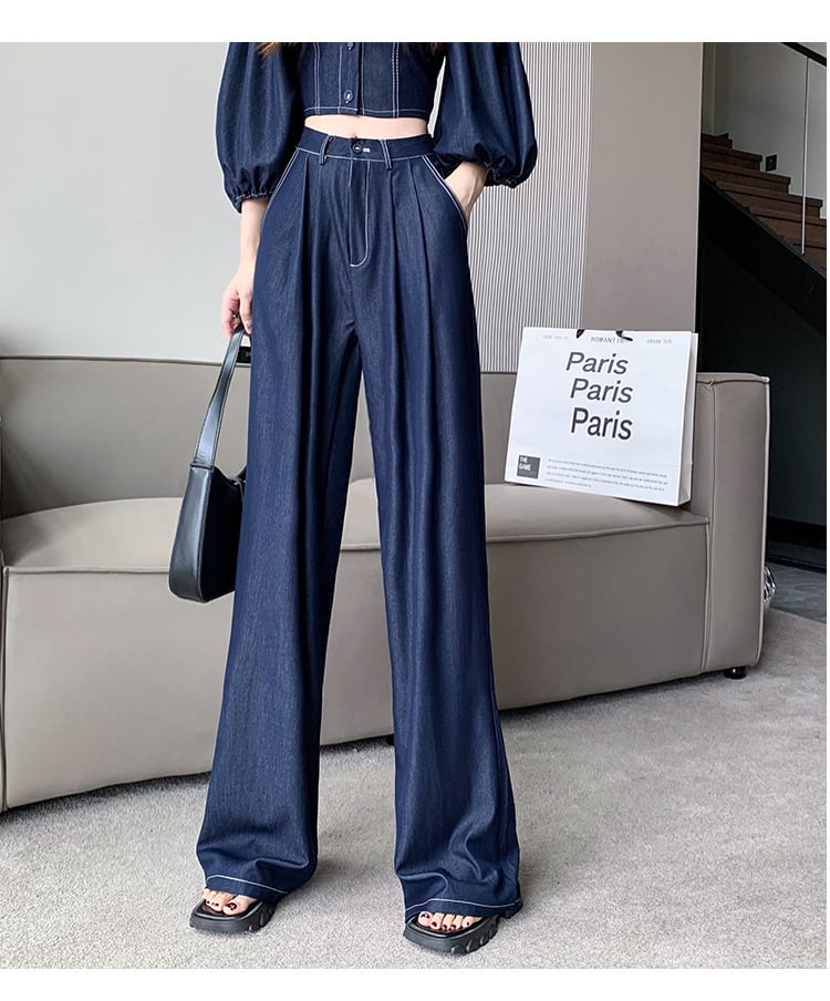 【set】オフネック半袖パフ袖ブラウス+無地ガウチョパンツ2点セットF5313