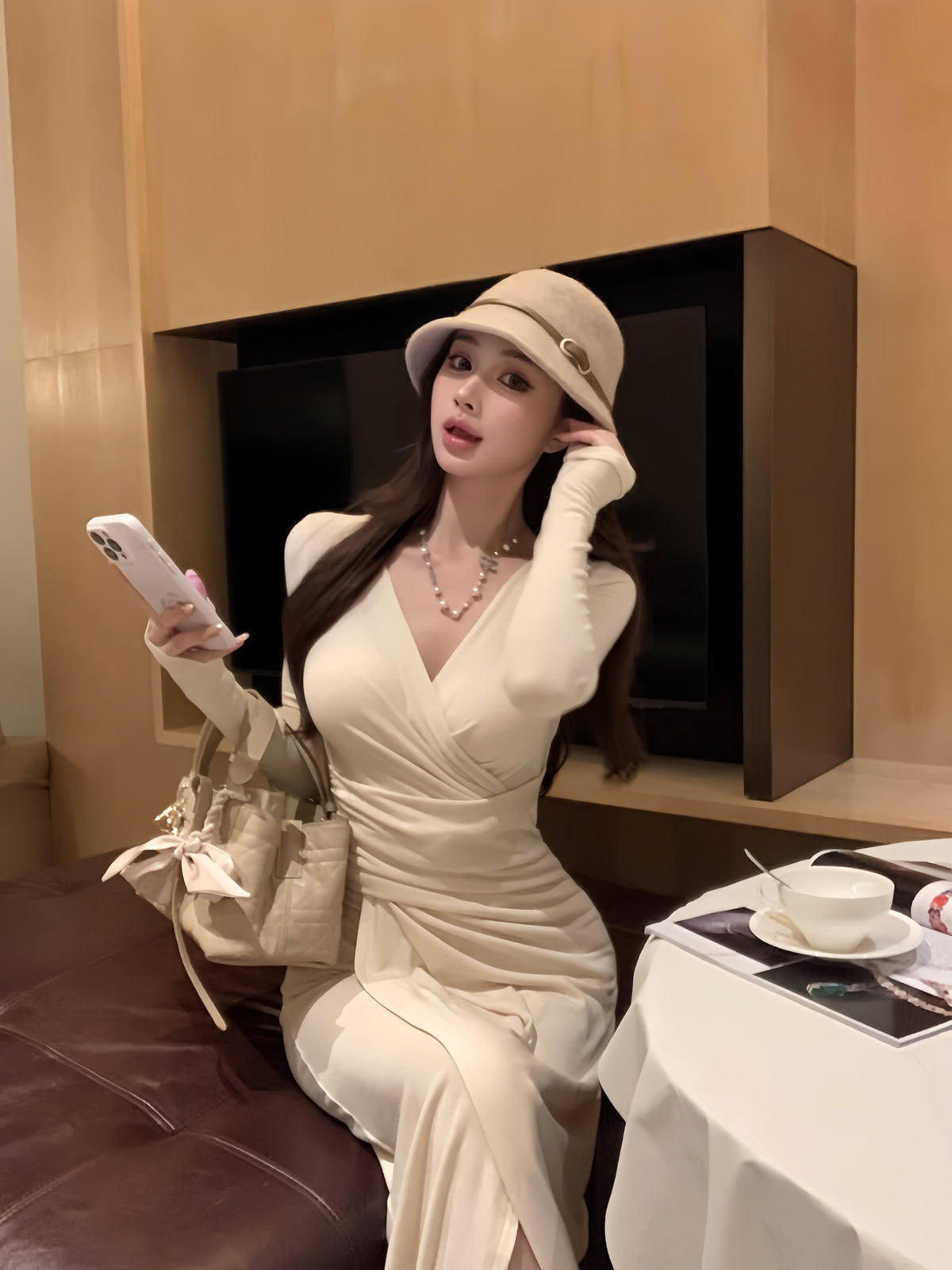 【dress】スリットタイトワンピース Q6314