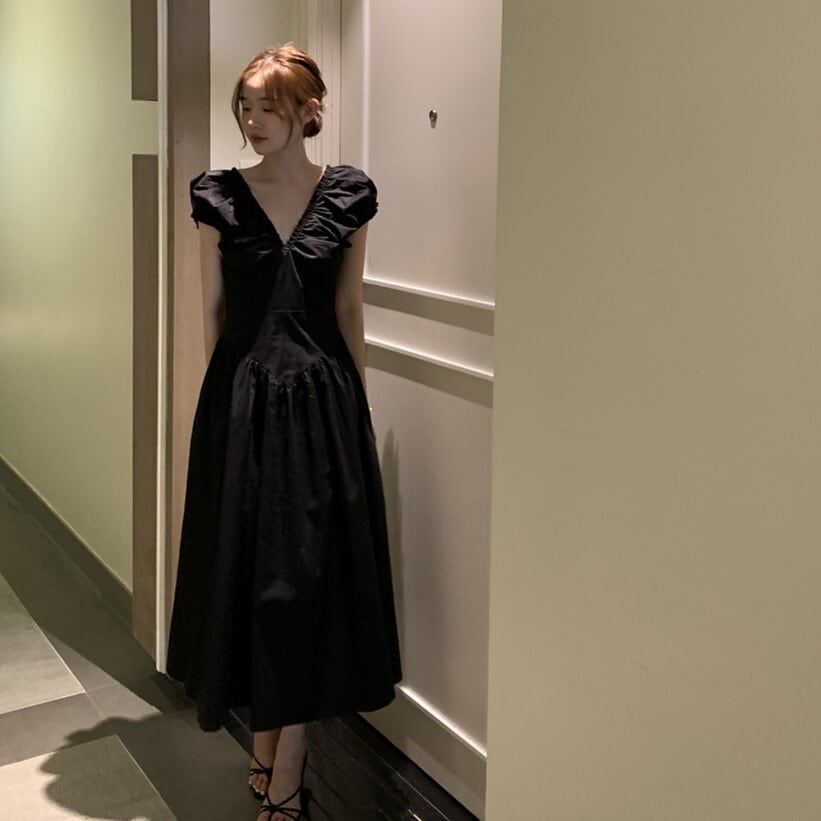 【dress】Vネックワンピース　M24626
