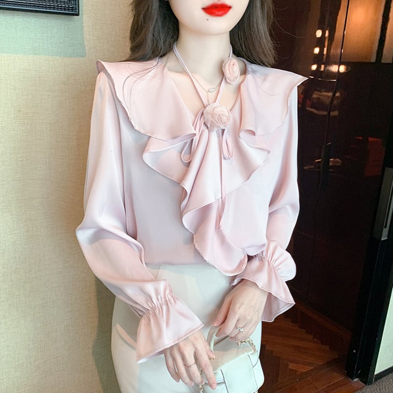 【tops】フリルシャツトップス　M25769