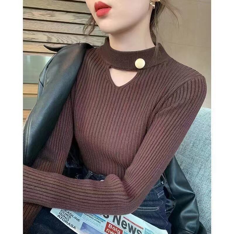 【tops】無地ニットトップス　M26426