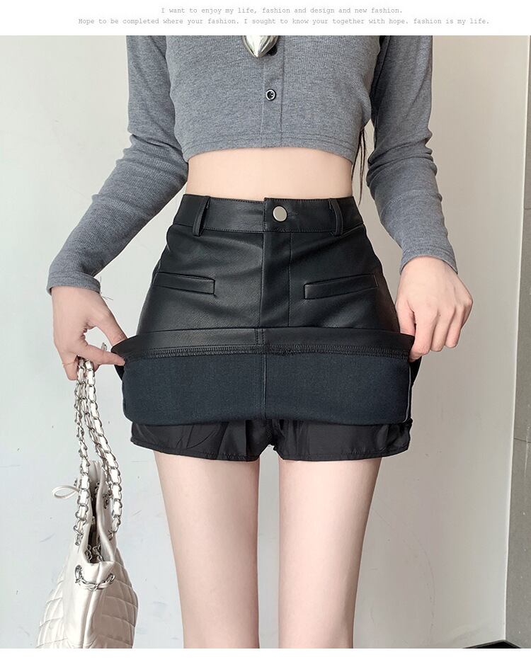 【bottoms】オシャレ度満点〜体型カバーAラインPUスカート G16501