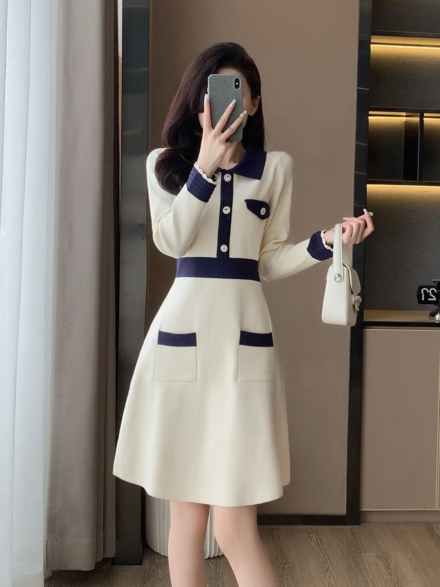 【dress】気質溢れる エレガントニットワンピース　M17475